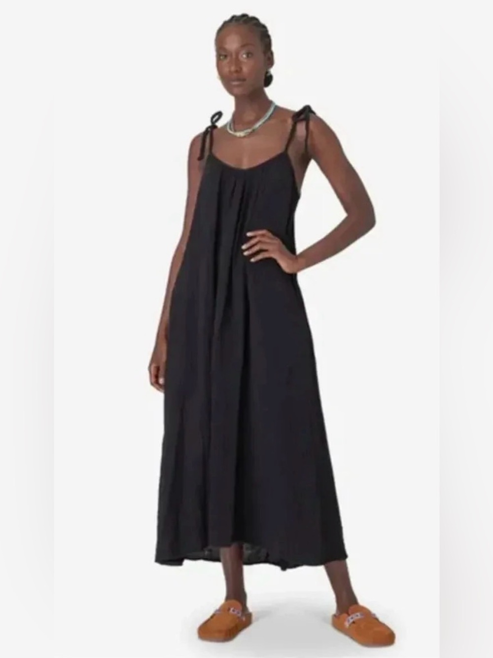 Xirena Joli Black Dress XS NWT | Minimalist Cotton Gauze Midi Dress Quiet Luxury